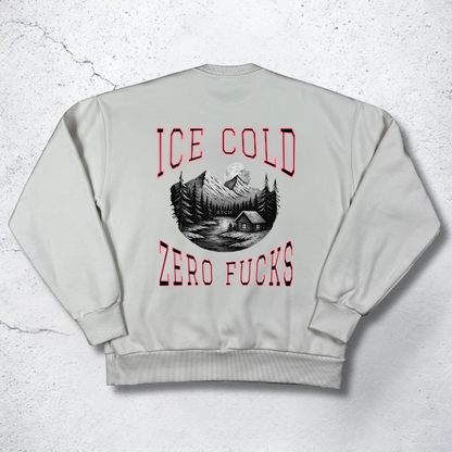 sweater, oversized, oversized sweater, bone, sweatshirt, pullover, ice cold, zero fucks, 