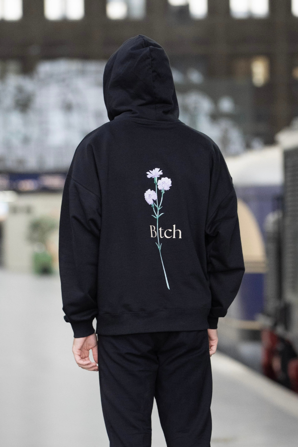 oversized hoodie black flower The BTCH Club